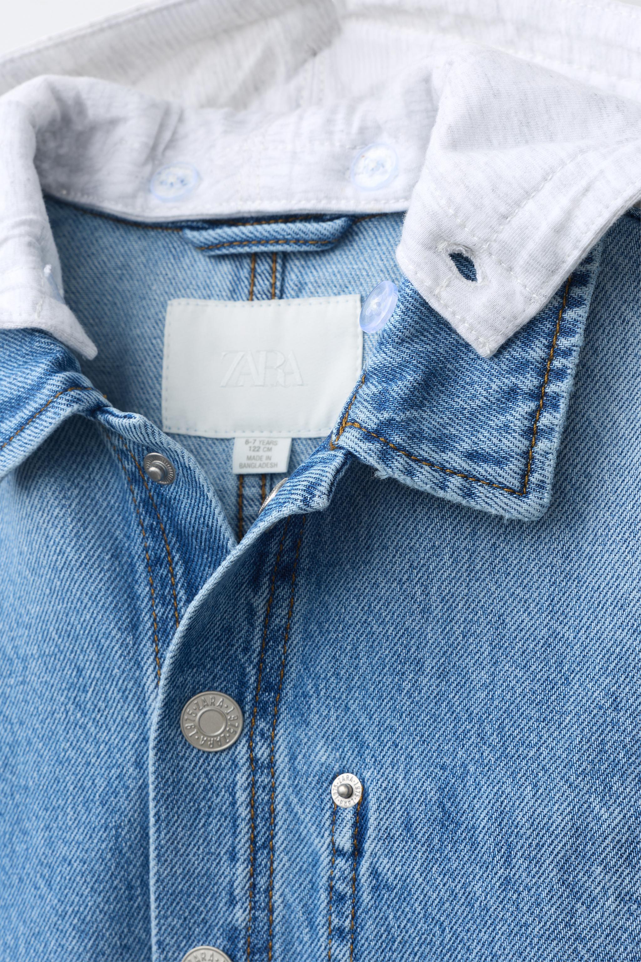 DENIM OVERSHIRT WITH REMOVABLE FLEECE HOODIE